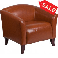 Flash Furniture 111-1-CG-GG Hercules Imperial Series Leather Reception Chair in Cognac